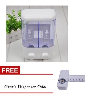 Bos Online Dispenser Sabun Cair 2 in 1 - 2 Tabung - Putih + Gratis Dispenser Odol