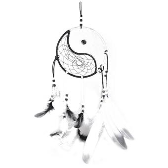 iooilyu Handmade Tai Chi Dream Catcher With Feathers Car Or Wall Hanging Ornament Decoration,White+Black