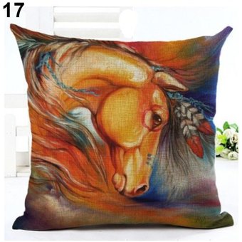 Broadfashion 18 inch Watercolor Horse Sofa Cushion Cover Fashion Pillow Case Home Car Decor 17. Brown Horse - intl