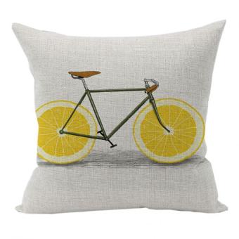 Nunubee Bicycle Cotton Linen Home Square Pillow Decor Throw Pillow Case Sofa Cushion Cover Lemon Yellow Wheels - Intl - Intl