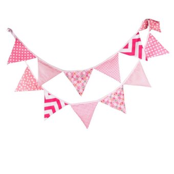 Broadfashion 1 Pc 12 Flags Print Triangle Banner Bunting Wedding Birthday Party Decoration - intl