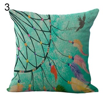 Broadfashion Fashion Dream Catcher Feather Linen Pillow Case Home Sofa Decor Cushion Cover (#3) - intl