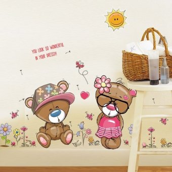 Children's room wall stickers nursery classroom wall decoration wall stickers couple Bear