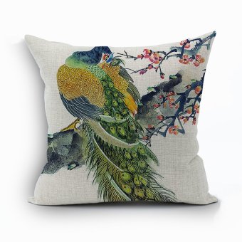 Yazilind peacock&flower pattern decorative pillowcase room sofa home 45*45CM/17.55*17.55 inch