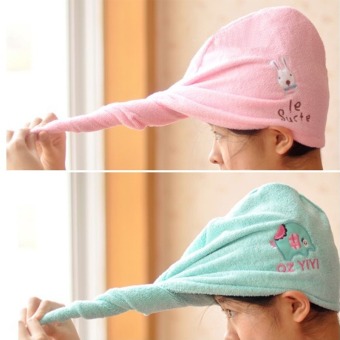 4ever 2pcs Microfiber Cute Rabbit Elephant Shower Cap Dry Hair Hat