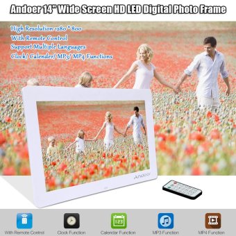 Andoer 14\" Wide Screen HD LED Digital Picture Frame Digital Album High Resolution 1280*800 Electronic Photo Frame with Remote Control Multiple Functions Including LED Clock Calendar MP3 MP4 Movie Player Support Multiple Languages Outdoorfree - intl