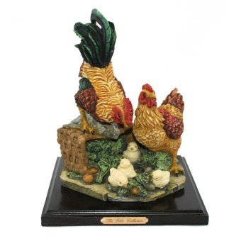 OHOME Pajangan 3D Vintage Keramik Poly Stone Chicken Family Patung Hadiah Kado Decor - EV-SP-2103