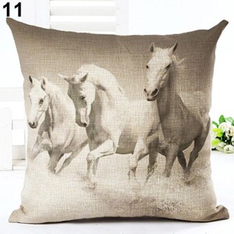Broadfashion 18 inch Watercolor Horse Sofa Cushion Cover Fashion Pillow Case Home Car Decor 11. White Horse - intl