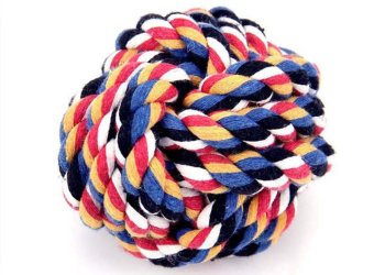 2pcs Multicolor Cotton Rope Woven Ball Pet Toy for Molar YM-BO4219