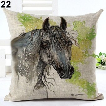 Broadfashion 18 inch Watercolor Horse Sofa Cushion Cover Fashion Pillow Case Home Car Decor 22. Watercolor Old Horse - intl
