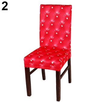 Broadfashion Elasticity Chair Cover Dining Room Wedding Folding Party Banquet Short Slipcover (Red) - intl