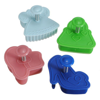 louiwill Fashion Dress Set Fondant Cookie Cutter and Plunger (Set of 4,Random Color)