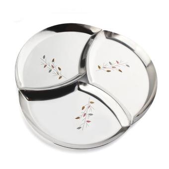 3-Piece Stainless Steel Small Serving Tray Plates for Sugar Fruits Appetizers - intl