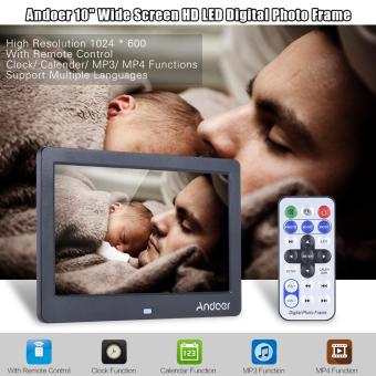 Andoer 10\" Wide Screen HD LED Digital Picture Frame Digital Album High Resolution 1280*600 Photo Frame with Remote Control Multiple Functions Including Clock Calendar MP3 MP4 Movie Player Support Multiple Languages Outdoorfree - intl