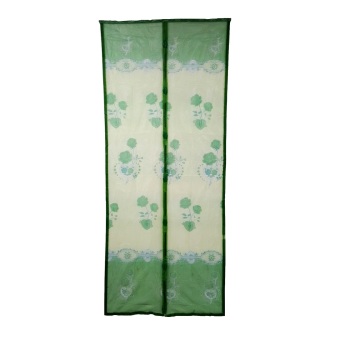 Magic Mesh Tirai  Magnet  Anti Nyamuk Motif Bunga Hijau 
