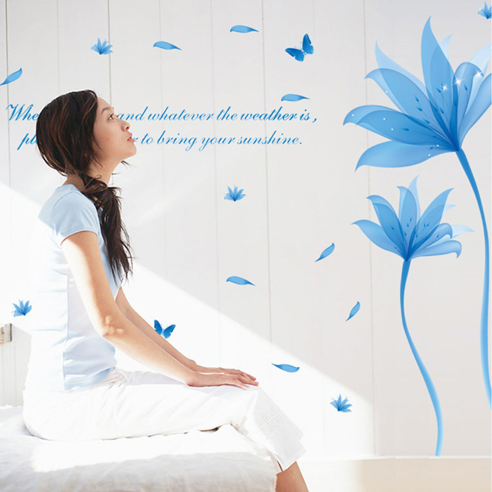 Mimosifolia Blue Fantasy Flowers Ruang Tamu Dapur Wallpaper