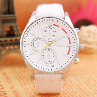 WoMaGe PU Leather Women's Quartz Analog Wristwatch (White)  