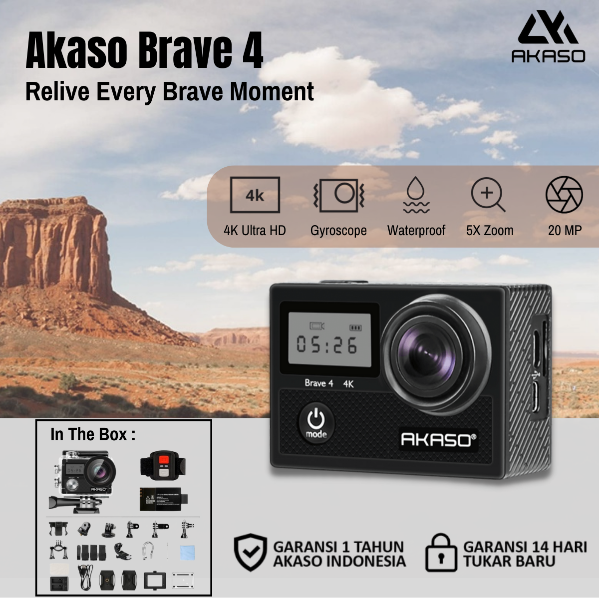 Akaso Brave Pro Dual Screens And K Uhd Action Camera Off