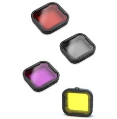 4 in 1 Water Sport Floating Dive Filter (Red + Yellow + Grey + PUrple) for GoPro Hero 3+ 4 Standard Housing Color Correction Accessories with ABS Plastic frame, Professional Lens Filter Accessory Kit (Intl)
