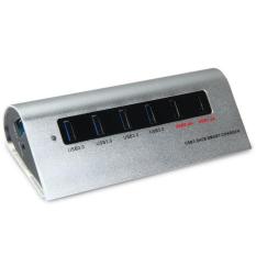 4 Ports USB3.0 Hub 2 Charging Ports with Power Supply Adapter USB Cable for Cellphone Mouse Keyboard PC (Silver) - Intl