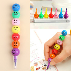 1pcs New 7 Color Cute Stacker Swap Smile Face Crayons Children Drawing Pen