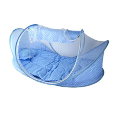 Cityhome Spring Winter 0-3Years Baby Bed Portable Foldable Baby Crib With Netting Newborn Sleep Bed Travel Bed Baby 100%Cotton(Blue)