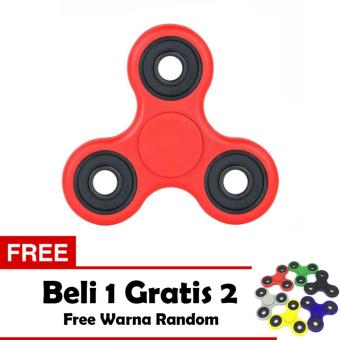 Fidget Spinner Ceramic Toys Tri Spinner Ball Bearing EDC Sensory - Merah + Free 2 Fidget Spinner