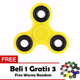 Fidget Spinner Ceramic Toys Tri Spinner Ball Bearing EDC Sensory - Kuning + Free 3 Fidget Spinner
