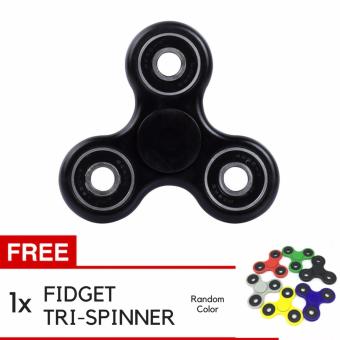 Fidget Spinner Hand Spinner Toys Mainan Tri-Spinner Ball Bearing EDC - Hitam + Gratis Fidget Spinner