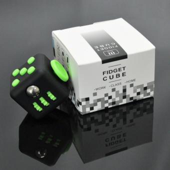 Fidget Cube Magic Cube 6 Side Classic - Premium Quality - Hitam-Hijau