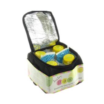 Baby Pax - Cooler Bag Set (Tas Penyimpan ASI + 4 Botol Kaca ASI + 3 Ice Gel) - Hitam
