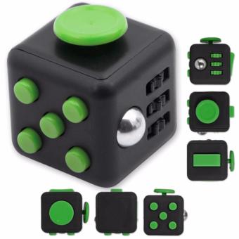 Fidget Cube Kickstarter Finger Toys Therapy Vinyl Desk Stress Relief - Black Green