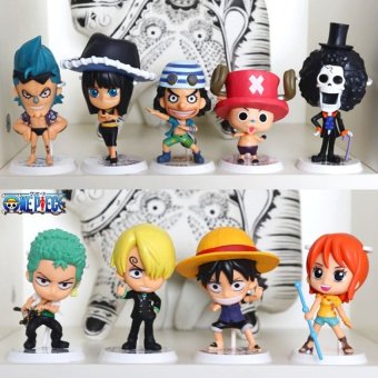 9pcs/set 2.7-4inch Anime One Piece Q Version Luffy Zoro Nami SanjiRobin Chopper Pvc Figure Toys - intl