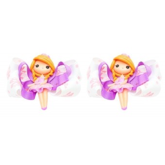 Emily Labels Balerina Clips Purple and Light Brown - 2 pack
