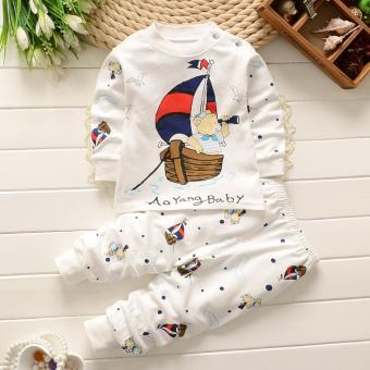 Bear Fashion Baby Boys Sea Sail Clothing Kids 2Pcs Long Sleeve Top + Pant Clothing Set Suit - intl