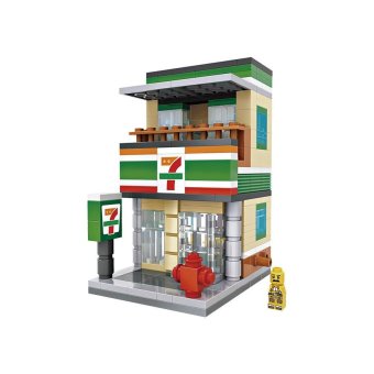 Kid Mini Granule Building Blocks 7-Eleven Streetscape Building Series Toy - intl