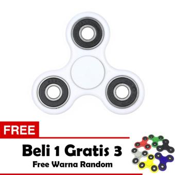 Fidget Spinner Hand Toys Mainan Tri-Spinner EDC Ball Focus Games Stress and Anxiety Relief Toy - Putih + Free 3 Fidget Spinner