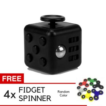 Fidget Cube Spinner Kickstarter Finger Toys Therapy Mainan Vinyl Desk Stress Relief + Gratis 4pcs Fidget Spinner
