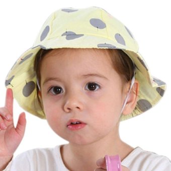 GEMVIE Korean Fashion Baby Kids Summer Cotton Sun Hat Balloon Print Bucket Hat (Yellow) - intl
