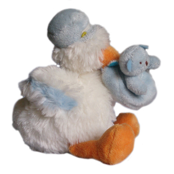 Toylogy Boneka Burung Bangau Pembawa Bayi - Stork Carrying a Baby Bear - 7 inch