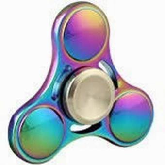 HLJ Spinner fidget Rainbow Colorfull EDC Toy Hand Spinner Fidget Premium Rainbow Chrome Triangle Mainan Anti Stress - Rainbow