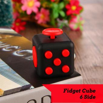 Fidget Cube Magic Cube 6 Side Classic - Premium Quality - Hitam-Merah