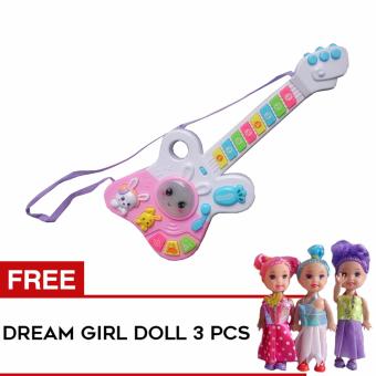 Toylogy Buy 1 Get 1 Mainan Anak Happy Rabbit Guitar Pink And Toylogy My Dream Girl Doll Set 7072C 3 Pcs