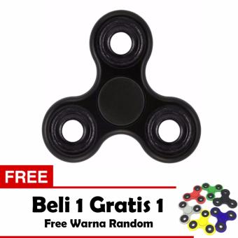 Fidget Spinner Premium Hand Toys Mainan Tri-Spinner EDC Ball Focus Games - Hitam + Free 1 Fidget Spinner