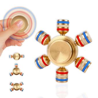 Fidget spinner Metalic Alloy Hexagonal Hand spinner fidget toys 6 Hand Knock Down Brass Metalic