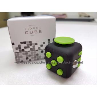 Rekomendasi Lazada - Premium Quality Fidget Cube (Black Green)