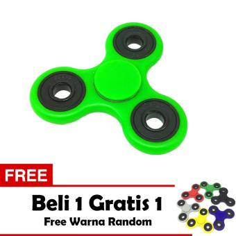 Fidget Spinner Hand Toys Mainan Tri-Spinner EDC Ball Focus Games Stress and Anxiety Relief Toy - Hijau + Free 1 Fidget Spinner