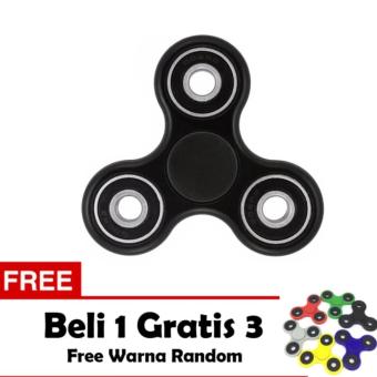 ANGEL Fidget Spinner Hand Toys Mainan Tri-Spinner EDC Ceramic Ball Focus Games - Hitam + Free 3 Fidget Spinner