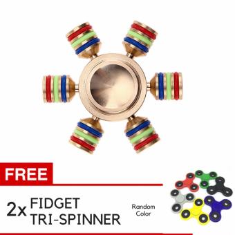 Fidget spinner Metalic Hexagonal Hand spinner fidget toys 6 Hand Knock Brass + Gratis 2pcs Fidget Tri-Spinner