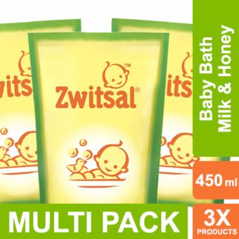 Zwitsal Baby Bath Natural dengan Milk & Honey - Pouch - 450ml MULTI PACK
